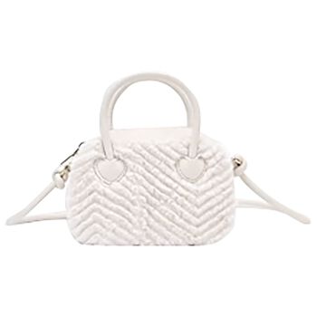 Girls Ivory Faux Fur & Leather Handbag
