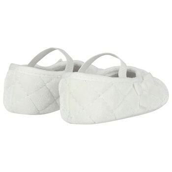 Baby Girls White Velvet Pre Walker Shoes