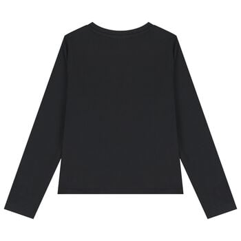 Girls Black Logo Long Sleeve Top