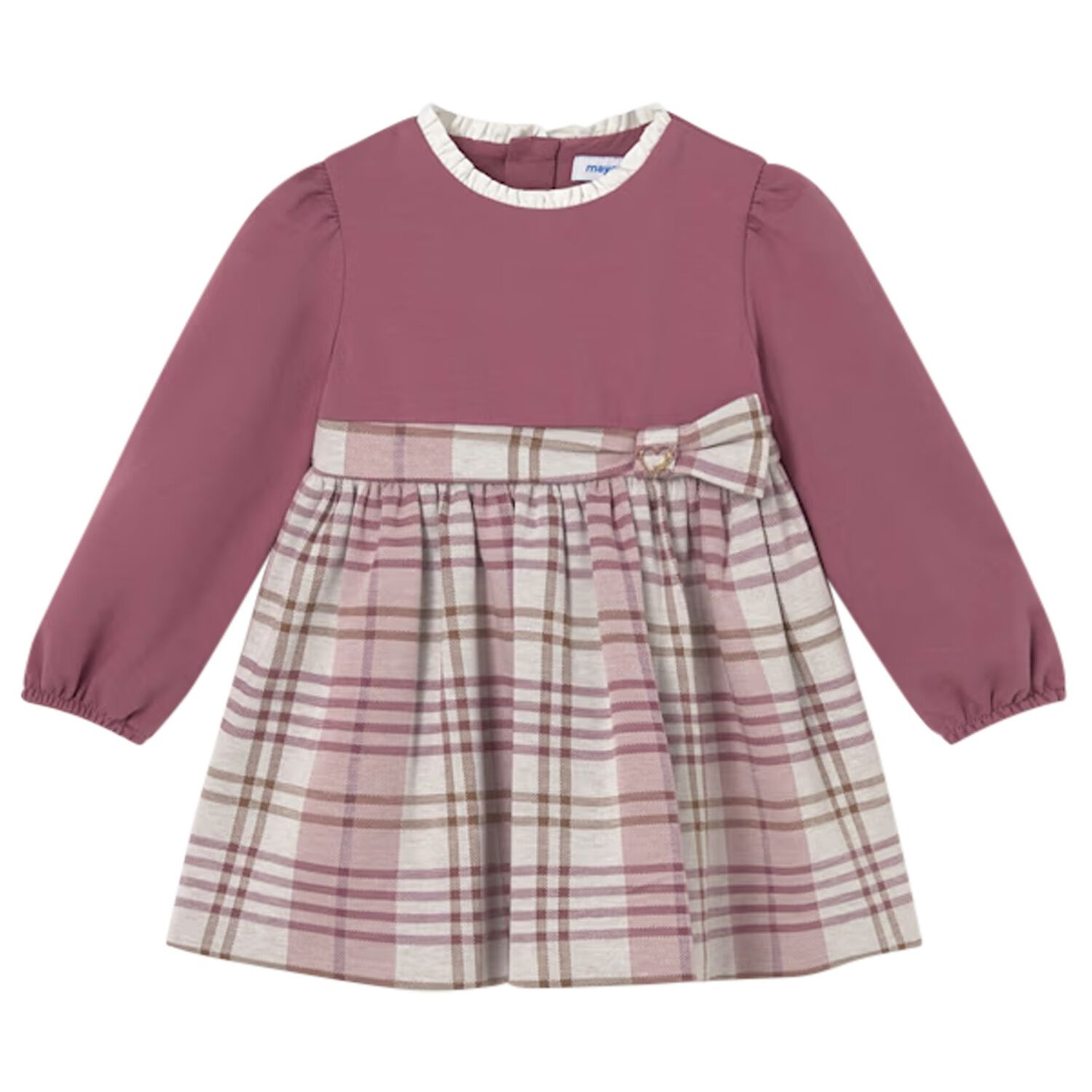 Younger Girls Red & Beige Plaid Dress, 2, hi-res