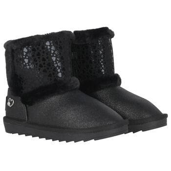 Girls Black Faux Leather Boots