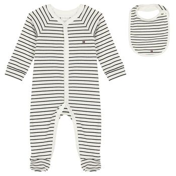 Ivory & Navy Blue Babygrow Gift Set