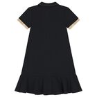 Girls Black Logo Polo Dress, 1, hi-res