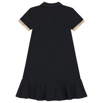 Girls Black Logo Polo Dress