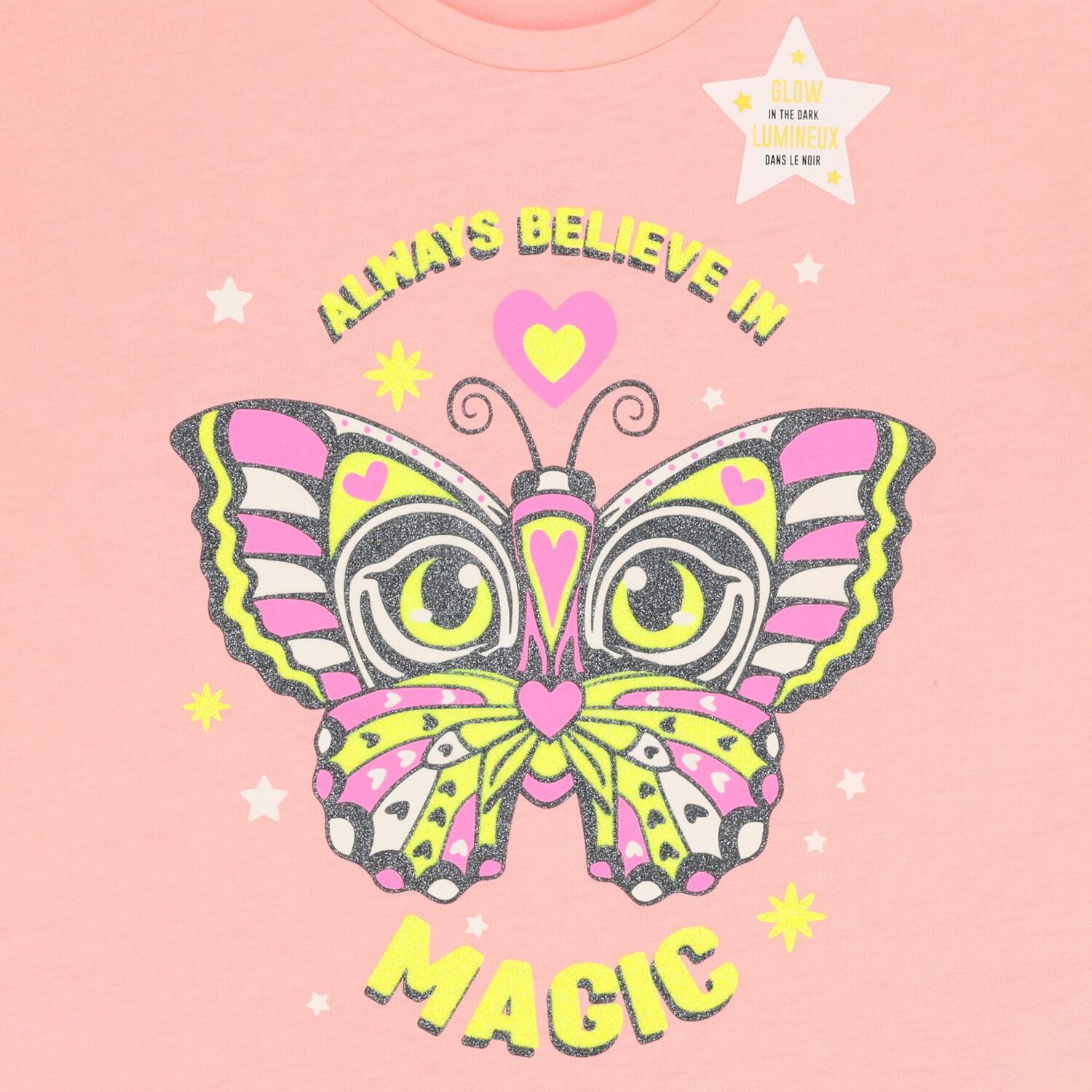 Girls Pink Butterfly Long Sleeve Top, 1, hi-res