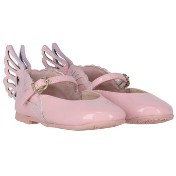 Girls Pink Butterfly Leather Shoes