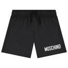 Boys Black Logo Swim Shorts, 1, hi-res