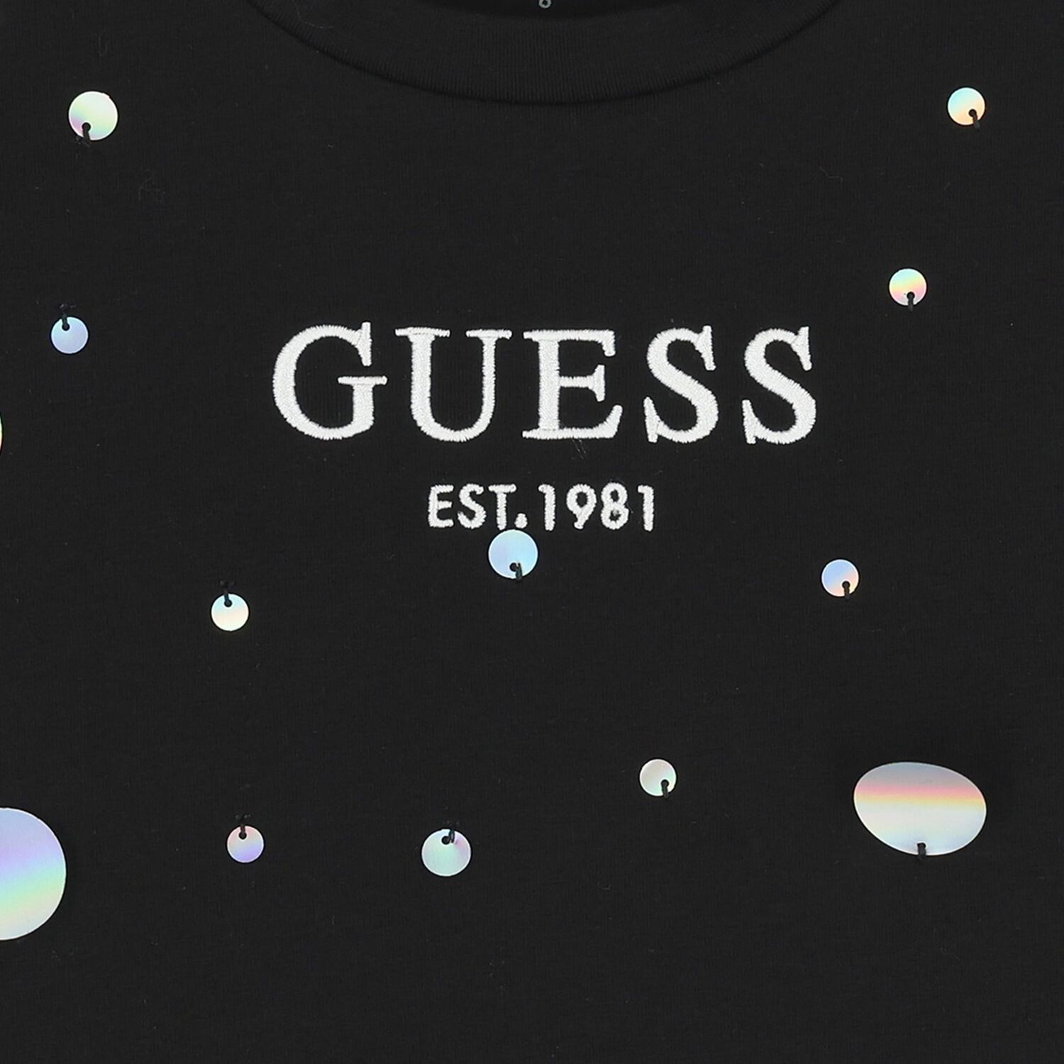Girls Black Logo Sequin T-Shirt, 2, hi-res