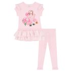Girls Pink Embellished Leggings Set, 1, hi-res
