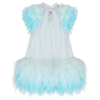 Girls Blue Ruffled Tulle Dress