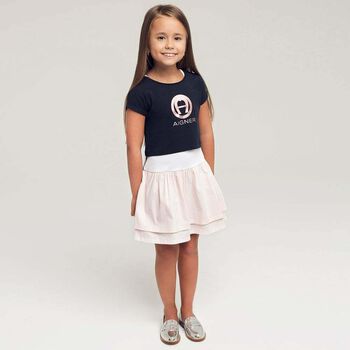 Girls Navy & Pink 2 Piece Dress Set