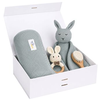 Pale Green Baby Blanket & Bunny Comforter Gift Set