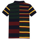 Boys Multi-Colored Striped Logo Polo Shirt, 1, hi-res