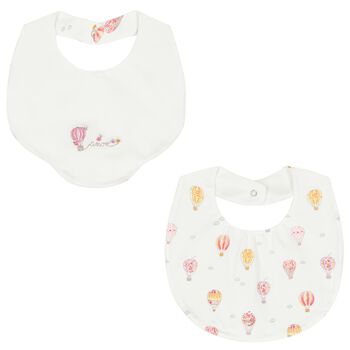 Baby Girls White & Pink Bibs ( 2-Pack ) 