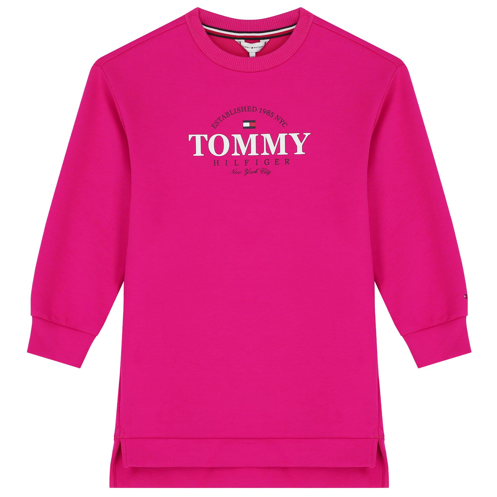 Tommy Hilfiger Girls Pink Logo Sweatshirt Dress Junior Couture USA