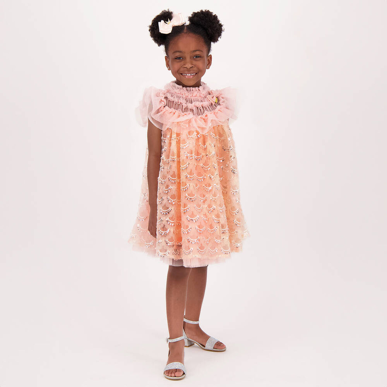Girls Pink Sequin Tulle Dress, 1, hi-res image number null