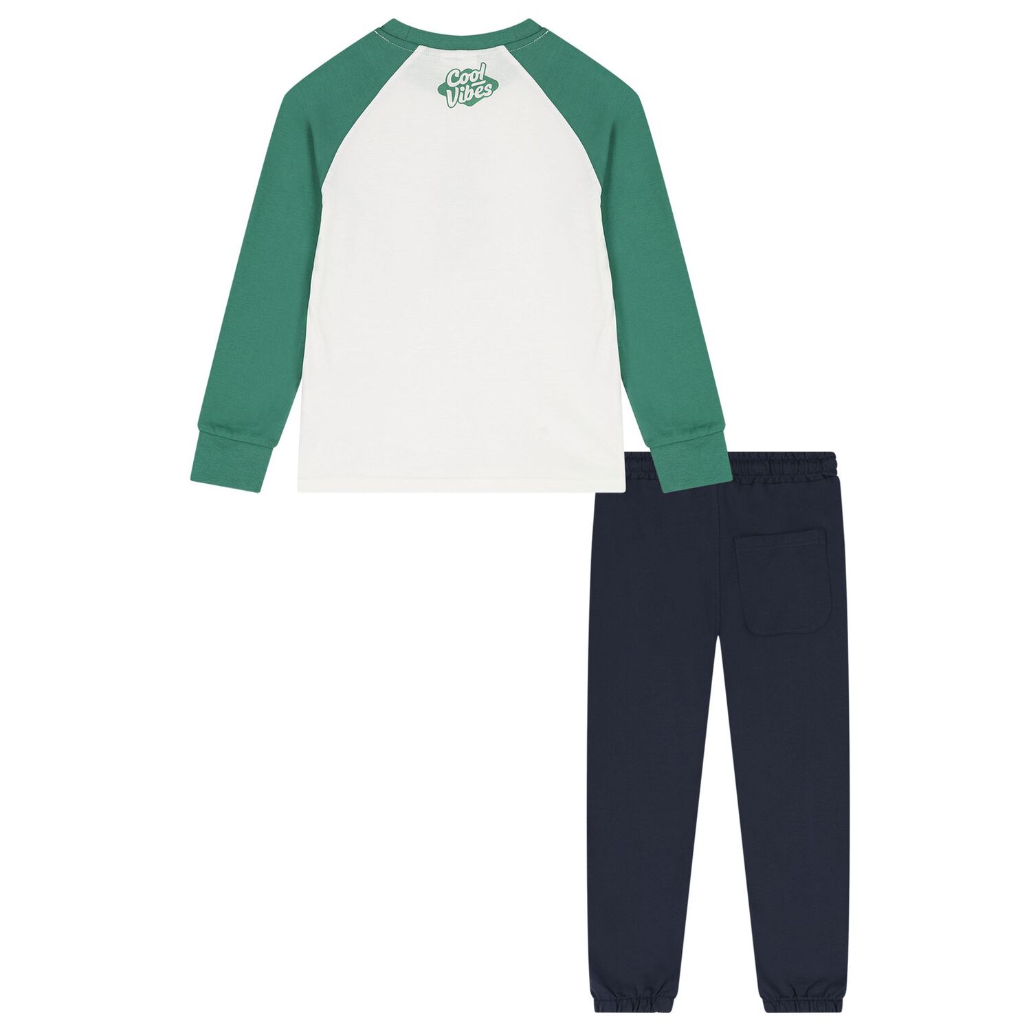 Boys White, Green & Navy Blue Teddy Bear Trouser Set, 1, hi-res