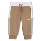Younger Boys Beige Logo Joggers, 1, hi-res