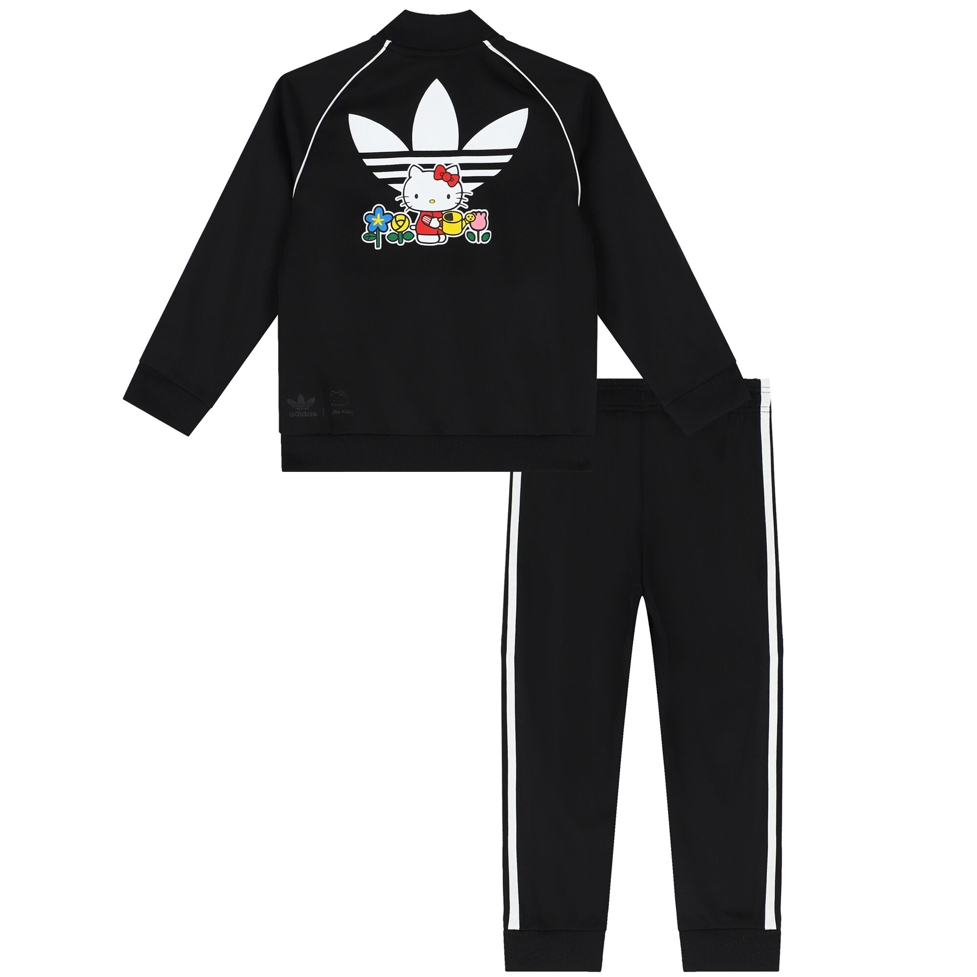Adidas tracksuit girls black and white on sale