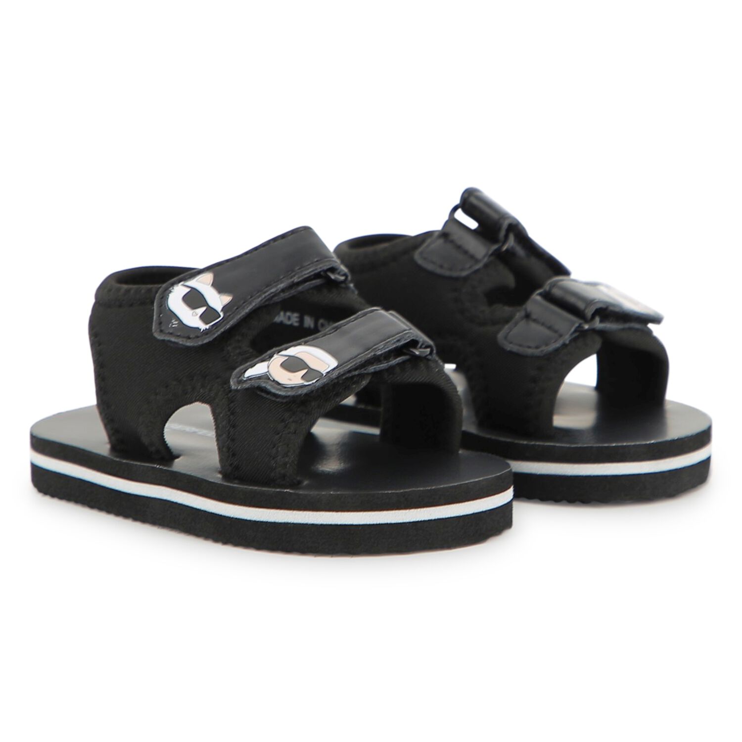 Boys Black Choupette & Karl Sandals, 1, hi-res