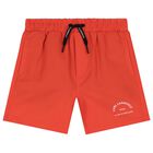 Boys Orange Logo Swim Shorts, 2, hi-res