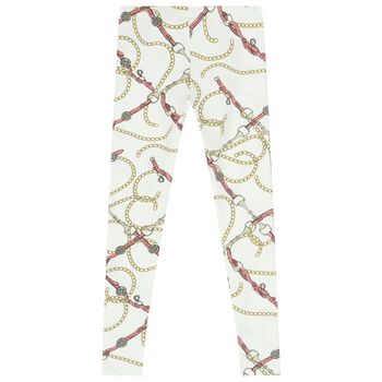 Girls White Logo Leggings