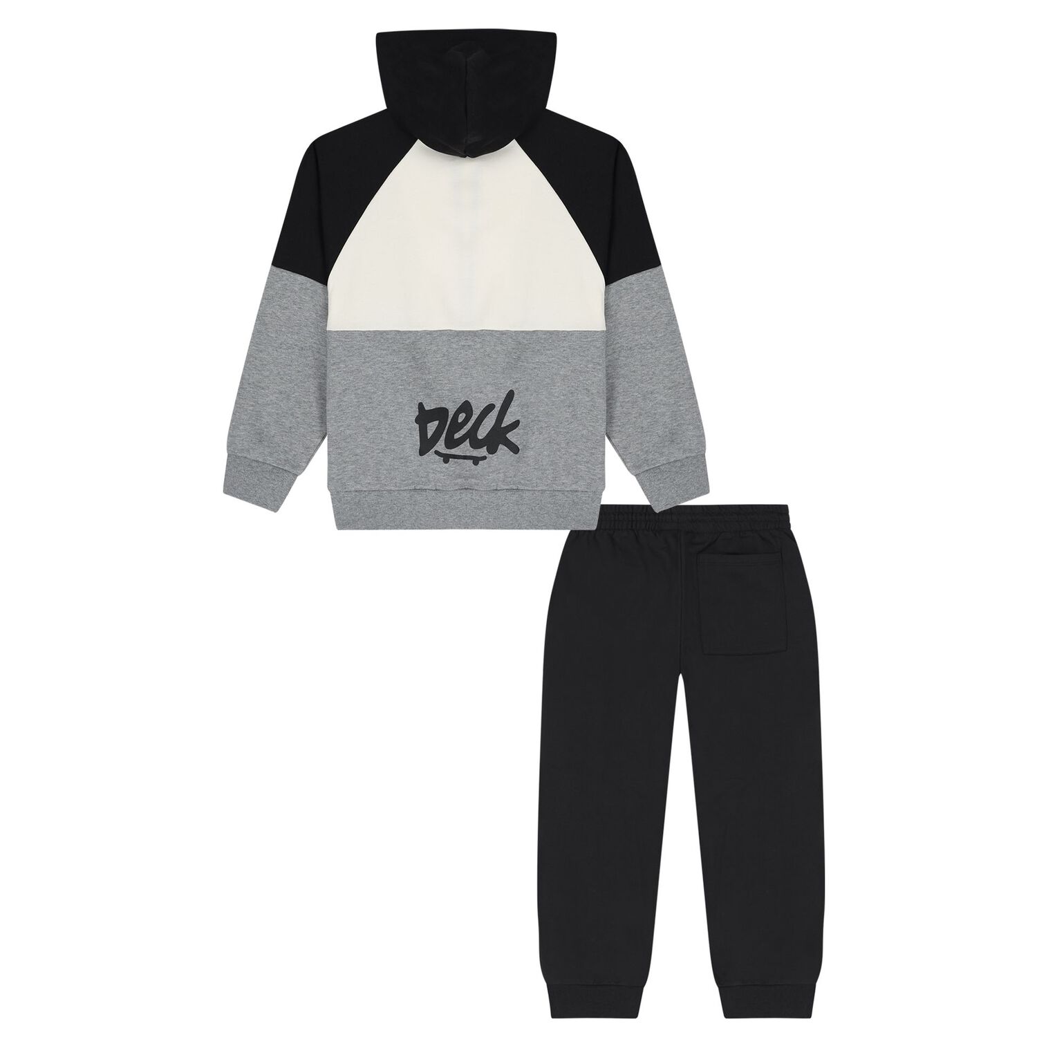 Boys Black, Ivory & Grey Tracksuit, 1, hi-res