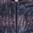 Girls Navy Blue Sequin Zip Up Top, 1, hi-res