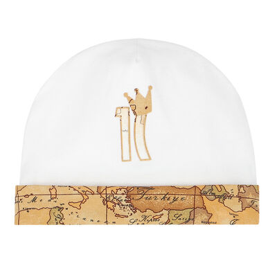 قبعة طبعة خريطة باللون الأبيض والبيج للأولاد