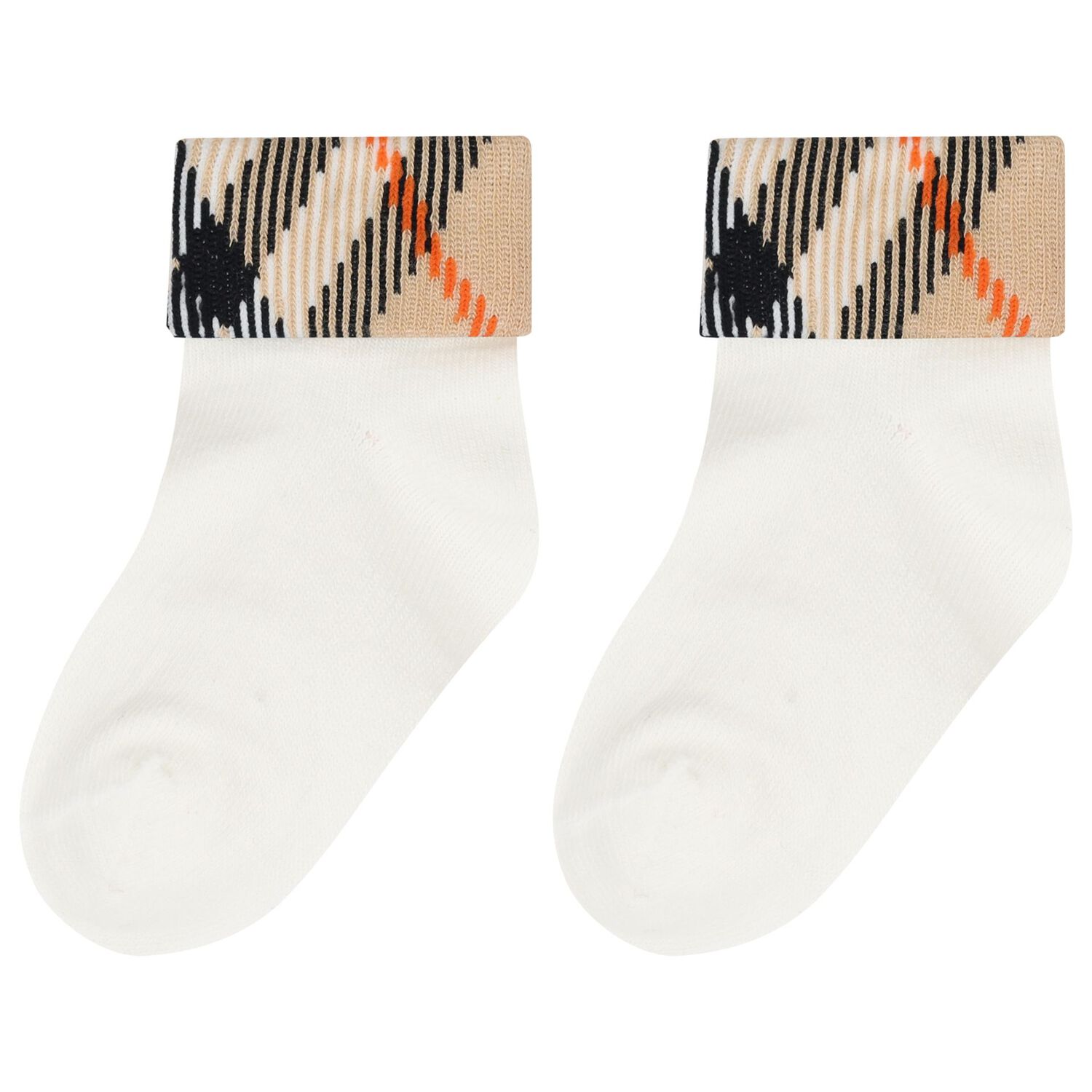 White & Beige Check Baby Socks ( 2-Pack ), 3, hi-res