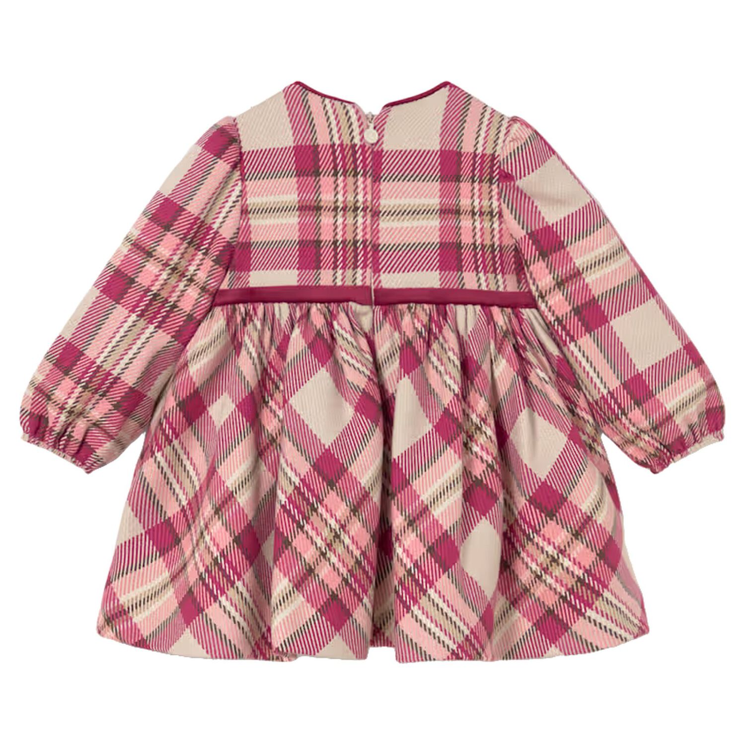 Younger Girls Pink Check Dress, 1, hi-res