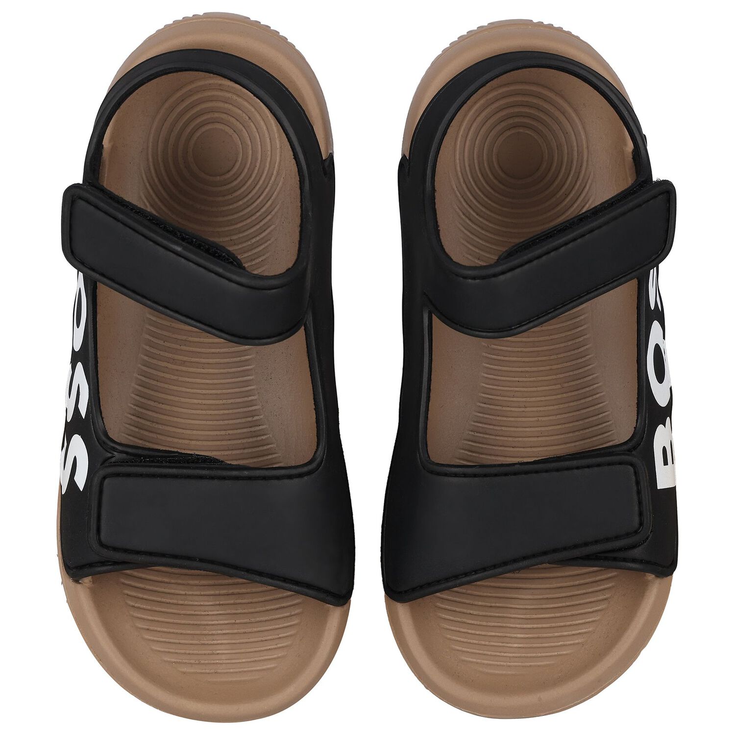 Boys Black & Beige Logo Sandals, 1, hi-res image number null