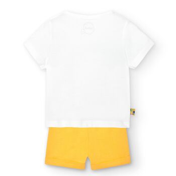 Baby Boys White & Yellow Animals Shorts Set