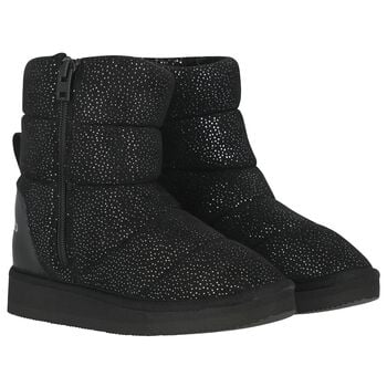 Girls Black Logo Boots