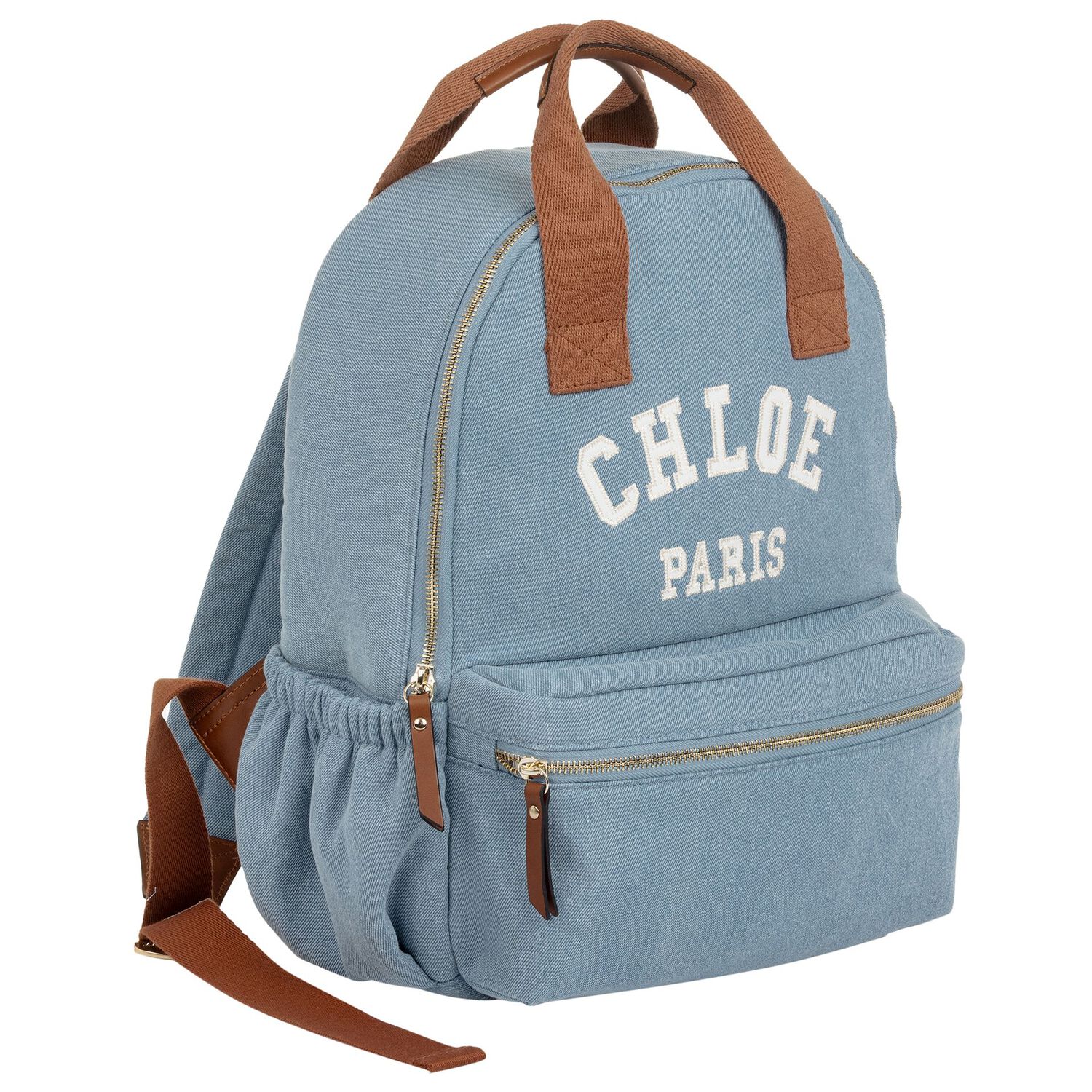 Girls Blue Logo Denim Backpack, 1, hi-res