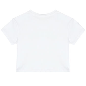 Girls White & Silver Logo T-Shirt