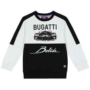 Boys White & Black Logo Sweatshirt
