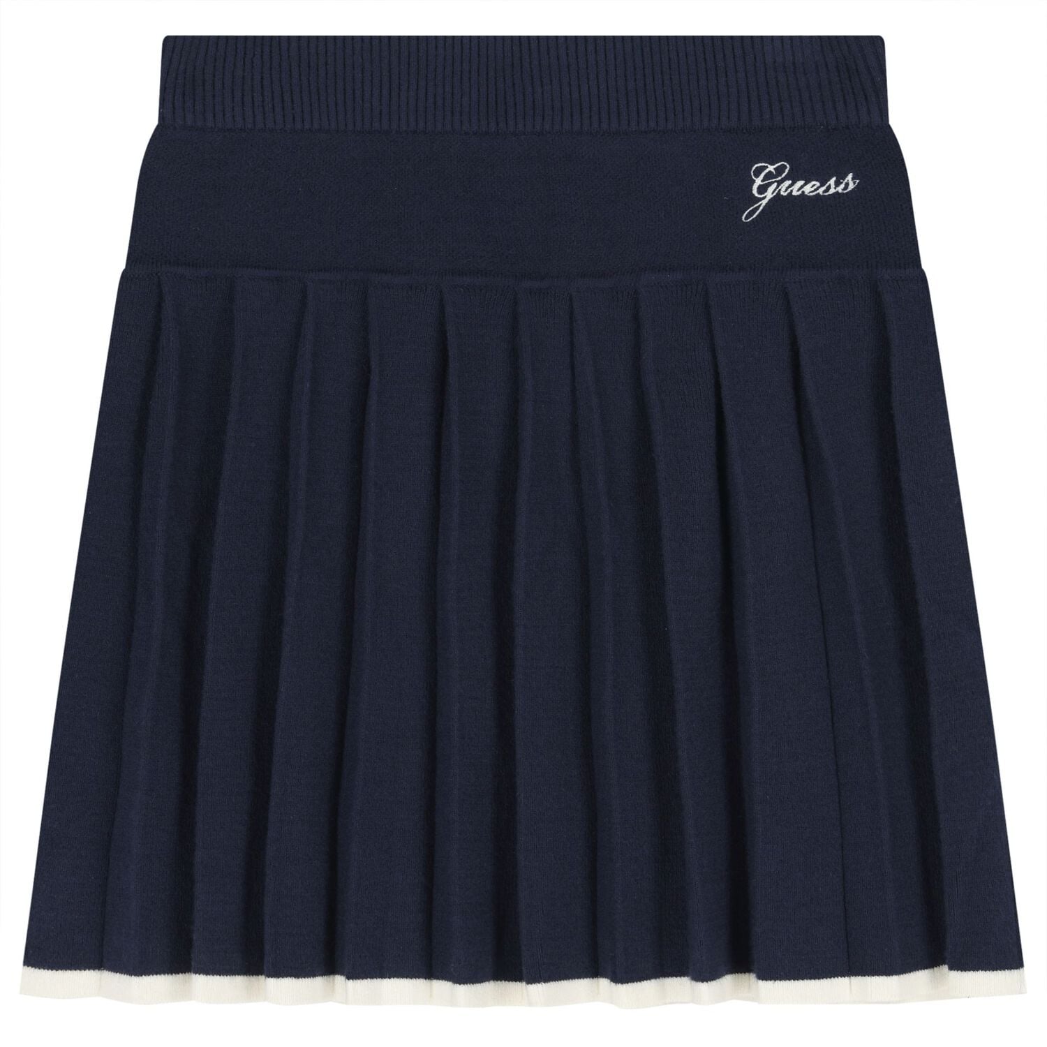 Girls Ivory & Navy Blue Logo Knit Skirt Set, 1, hi-res