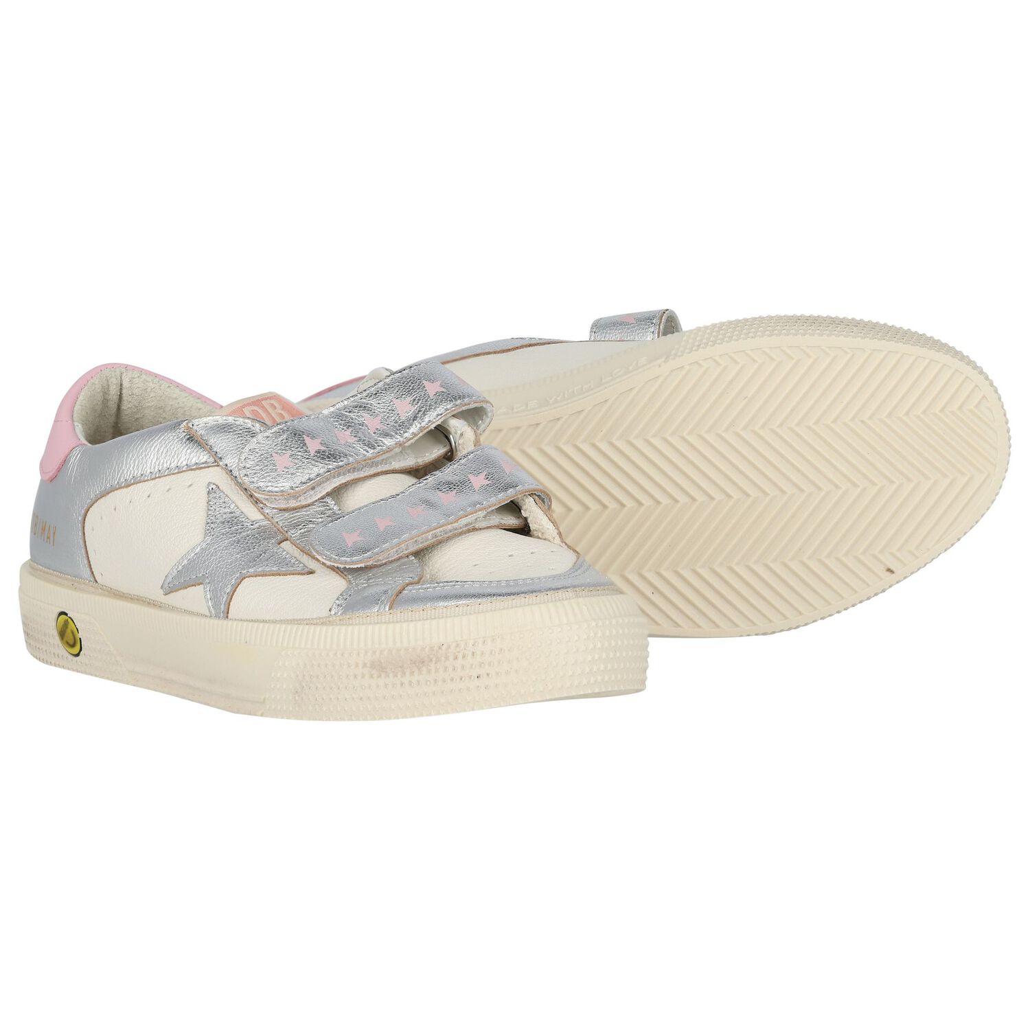 Girls Ivory & Silver Logo Trainers, 1, hi-res image number null