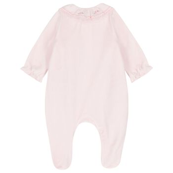 Baby Girls Pink Embroidered Collar Babygrow