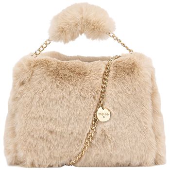 Girls Beige Faux Fur Handbag