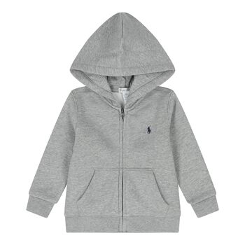 Baby Boys Grey Logo Hooded Zip Up Top
