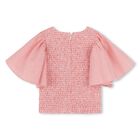 تيشيرت بنات مخطط بالشعار باللون الابيض والاحمر, 1, hi-res