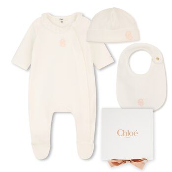 Baby Girls Ivory Logo Babygrow Gift Set