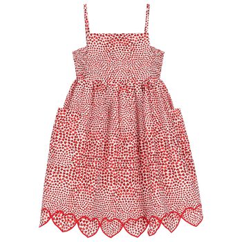 Girls Ivory & Red Hearts Dress
