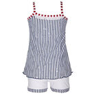 Navy Striped Two Piece Swimming Set, 1, hi-res
