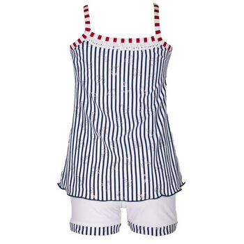 Navy Striped Two Piece Swimming Set