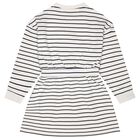 Girls Ivory & Navy Blue Striped Logo Dress, 1, hi-res