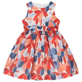 Girls Orange & Blue Floral Dress