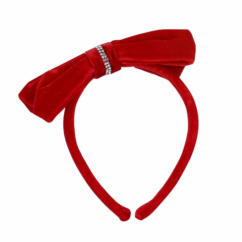 Balloon Chic Girls Red Velvet Bow Hairband Juniorcouture Usa